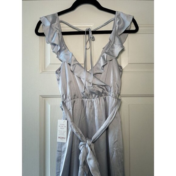 NEW Show Me Your Mumu Womens Samantha Ruffled A Line Wrap Dress Silver Luxe XS - Picture 12 of 16